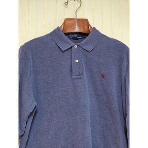 Polo Ralph Lauren Shirt Mens Large Blue Long Sleeve Polo Red Pony Cotton